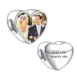 NINGAN Colgante FotográFico Personalizado De Compatible Con Collar De Pulsera De Plata Esterlina 925, Colgante FotográFico En Forma De CorazóN Personalizado Para Mujeres (Te GustaríA Casarte Conmigo)