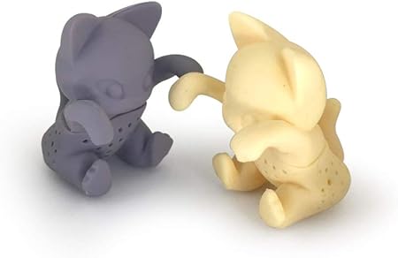 2 Cats Kittens Shape Beige/Gray Tea Infuser Loose Leaf Strainer