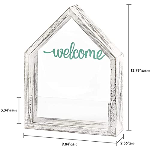 J Jackcube Design Rustic White Wall Planter, Wooden Hanging Terrarium Plant Holder For Succulent Air Plant Mini Cactus Faux Plants, Display Home Wall Decor - Mk661A #TOP6