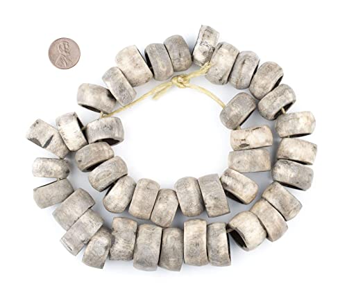 Rustic Grey Bone Beads - Full Strand Of Fair Trade African Beads - The Bead Chest (Ring, Rustic Grey) #TOP1