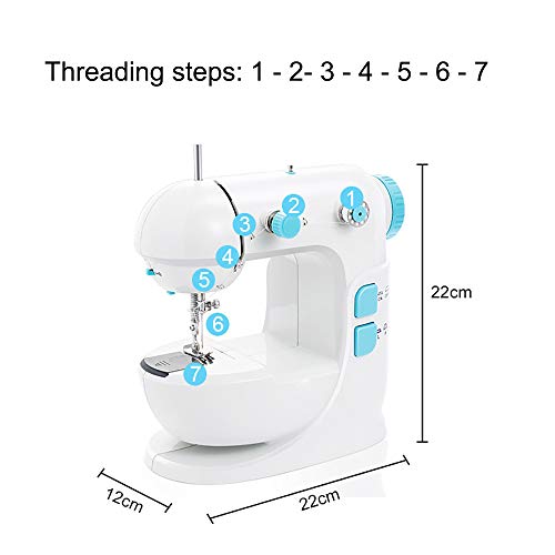 Machine à coudre portable électronique blanche réglable à 2 vitesses avec pédale