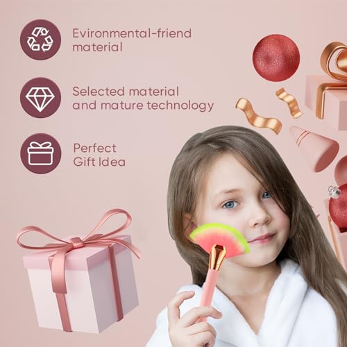 Nicesail Makeup Brushes Set 12 Pcs Pearlescent Wood Handle Premium Cruelty-Free Synthetic Fiber, Pink Make Up Brushes Kit Leather Organizer Case, Face Powder Brush Lip Brush Blush Concealer Contour