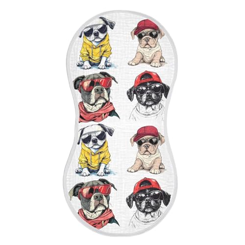 vvfelixl Cool Colorful Dog Burp Cloths for Baby Boy Girls Baby Washcloths Burp Rags 1 Pack