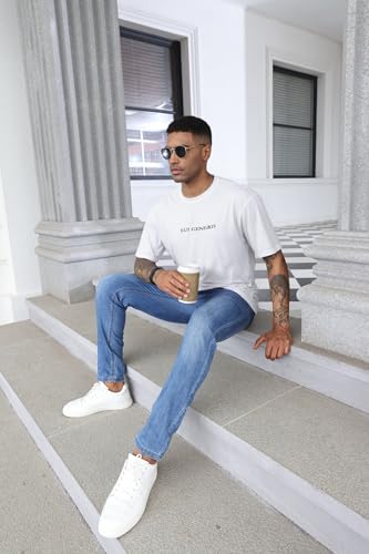 Opomelo Men's Fashion Athletic T-Shirt Oversized Workout Short Sleeve Shirt Casual Crew Neck Cotton Tee4