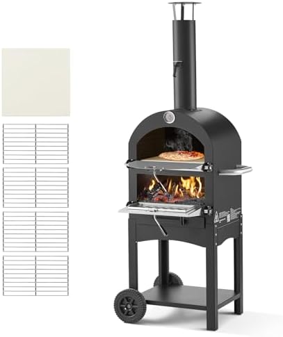 VEVOR 2-Layer Wood Pellet Pizza Oven, Outdoor with 2 Removable Wh...