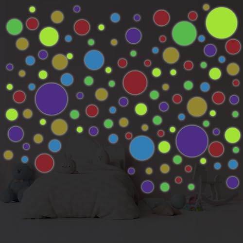 Ambiance Sticker Leuchtender Wandaufkleber für Decke, Kinder, fluoreszierend, bunte Punkte – H145 x L110 cm