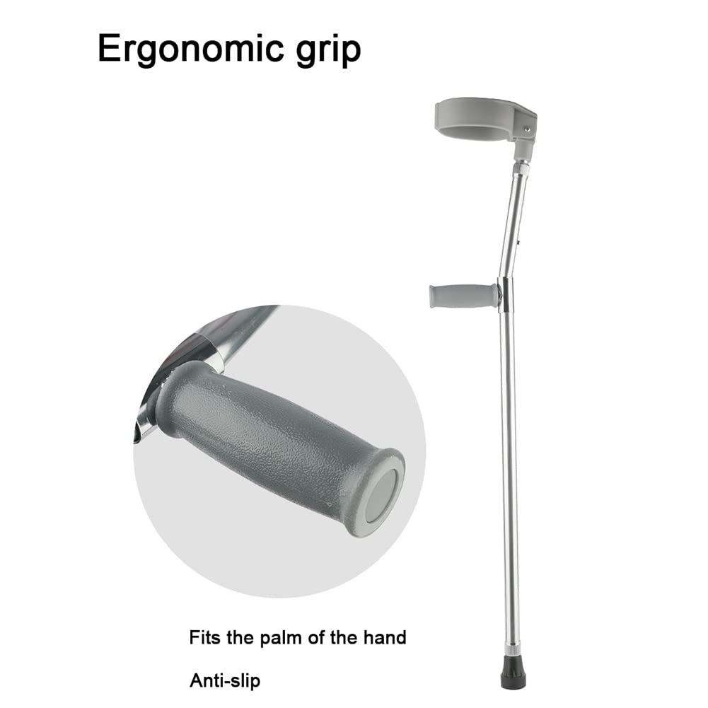 Muletas de Antebrazo para Adultos, Muletas de Brazo Ajustables, Muletas Ligeras de Aluminio con Puntas de Goma Antideslizantes, Muletas Cómodas y Ergonómicas con Manguitos (Size : 1 Count)