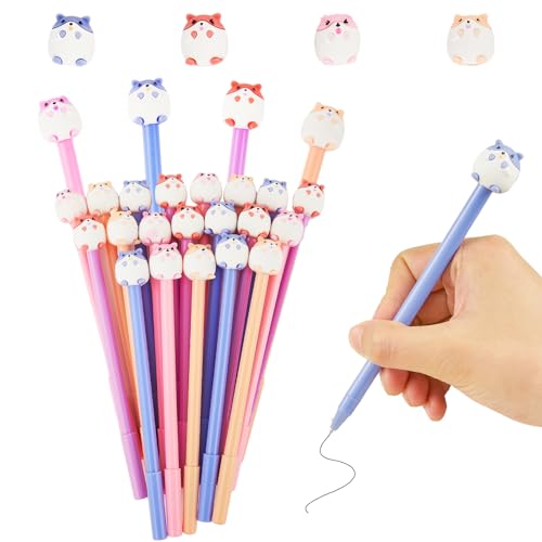 Set de 20 bolígrafos de gel negro con diseño de hámster