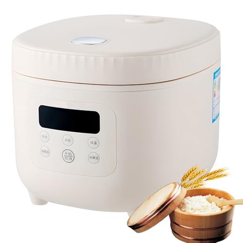 Smart Rice Cooker, 2L Portable Slow Cooker & Steamer with 24-Hour Timer, LED Screen, 5 Cooking Modes, Overheating Protection, for 4-5 People