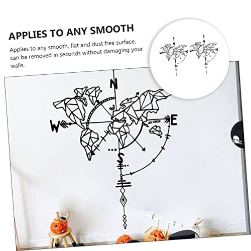 Garneck 2 Pçs Bússola Adesivo De Parede Mapa De Viagem Adesivos Removíveis Decoração Para Casa Adesi