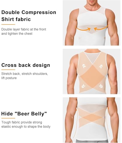 Image of Compression Shirt for Men Slimming Undershirt Body Shaper Tank top for gynomastica Sleeveless Shapewear Vest Men