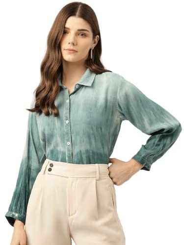 Image of Maaesa - Women Handcrafted Tie-Dye Rayon Shirt | Casual & Office Wear | Relaxed Fit | Long Sleeve | Breathable & Lightweight Fabric