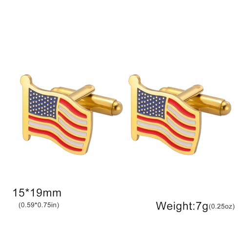 Mancuernillas para hombre bandera americana en acero inoxidable miniatura 3