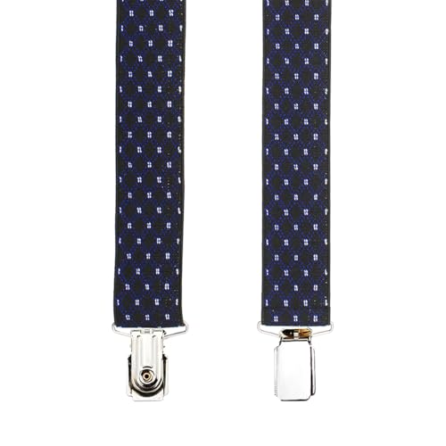 Image of Peluche Blue Lining Black Coloured 3.5cm Strap Width Elastic Suspenders for Men