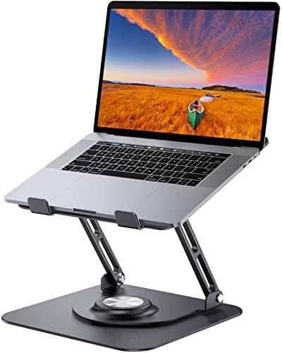 JOYEKY Laptop Stand for Desk, Adjustable Computer Stand with 360° Rotating Base, Ergonomic Laptop Riser for Collaborative Work, Foldable & Portable Laptop Stand, fits for All 10-16" Laptops