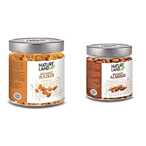 Image of Natureland Organics Raisins / Kismis 250 Gm - Organic Raisins & Almonds 250 Gm, Healthy Organic Dry Fruits