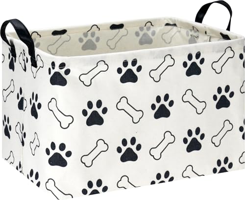 Image of NTAOHAMPER Waterproof PE Coating Puppy Storage Bin with Handles,Doggy Collapsible Gift Basket,Kids Toys /Books Box,Room Decor(Paw)