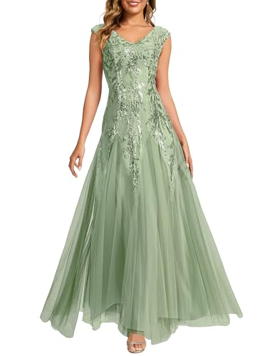 Ever-Pretty Women's Maxi Formal Gowns Sequin Mother of the Bride Dresses