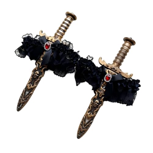 2 PCS Pirate Leg Garter with Dagger Prop Pirate Accessories Women Costume Cosplay Gift for Halloween Xmas (B)