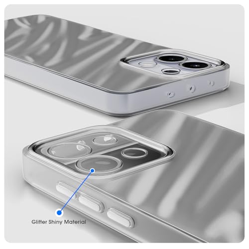 Image of Amazon Basics Back Cover for Oppo K13 5G | Pearl-Marble Swirl Design | Slim Shockproof TPU | Camera Protection Bumper Case (Silver)