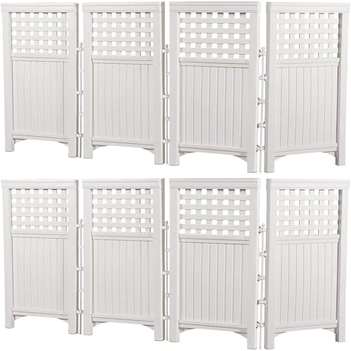 Suncast Outdoor Patio Garden 8 Panel Yard Screen Enclosure Gated