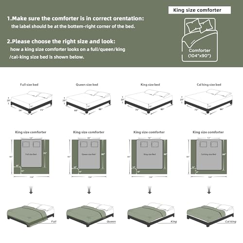 Image of Litanika Sage Green King Size Comforter Set, 3 Pieces Tufted Boho Farmhouse Bedding Comforter Sets, Lightweight Fluffy Comforter Bed Set for All Season (104x90In Comforter and 2 Pillowcases)