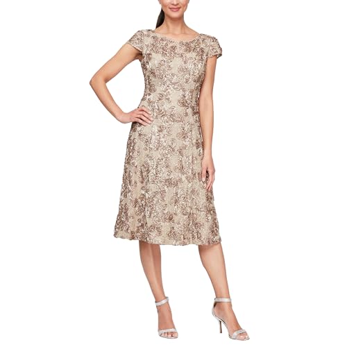 Image of Alex Evenings Women's Tea Length A-line Rosette Dress