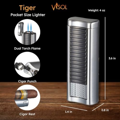 Encendedor Visol Tiger Doble Llama Recargable de Gas miniatura 2