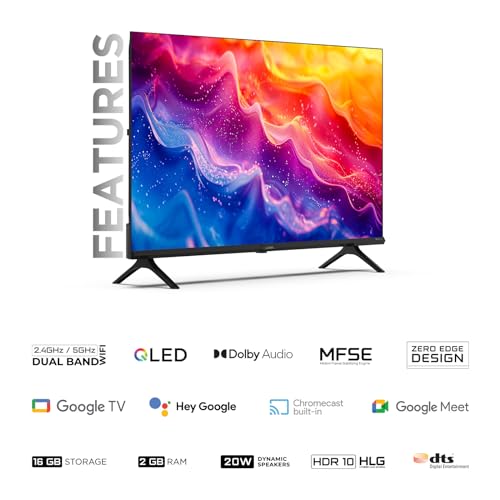 Image of Wobble 127 cm (50 inches) QD Series 4K Ultra HD Smart QLED Google TV WB50GTAW9602QD (Black)