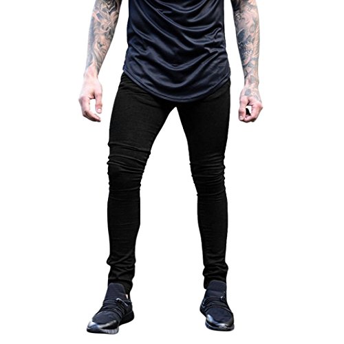 LuckyGirls Pantalones Vaqueros Hombre Elasticos Originales Slim Fit Skinny Pantalones Deportivos Personalidad Denim Pantalón Pitillo (3XL, Negro)