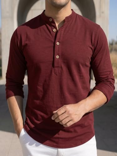 Image of DEELMO Combo of Men's Cotton Blend Solid Regular Fit Full Sleeve Short Kurta | Men's Trendy Short Kurta Pack of 2