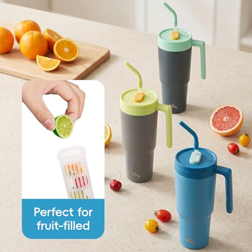 Image of Konokyo 12 Pack 40 Oz Tumblers with Handle and Straw, Bulk Vacuum Insulated Stainless Steel Travel Mugs with Lids for Office, Events and Group Orders Dark Blue