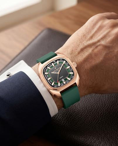 Image of Daniel Hechter Paris Marie Collection Analog Watch for Men with Square Dial, Date Display, Quartz Movement & Silicone Strap