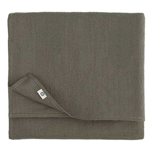 Linen & Cotton Mantel de Mesa de Centro Paño de Mesa Decoración de Comedor Hygge - 100% Lino, Gris (80 x 80 cm) Cubierta de Mesa Cuadrada Pequeña para Casa Hogar Cocina Cena Navidad