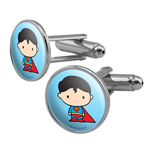 Set de Mancuernas Redondas Superman Cute Chibi Plata miniatura 1