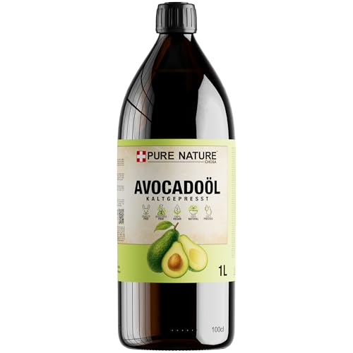 CHOSA Bio Avocadoöl Kaltgepresst Nativ 1 liter - Avocado Öl 100% Reines ohne Zusatzstoffe - Avocado Oil Für Gesicht Haare Körper Haut Nägel Kosmetik - 1l 1000 ml