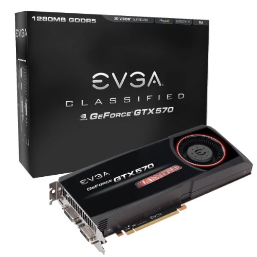 EVGA GeForce GTX 570 Classified 1,25 Go GDDR5 - Cartes Graphiques (GeForce GTX 570, 1,25 Go, GDDR5, 320 bit, 2560 x 1600 Pixels, PCI Express 2.0)