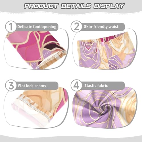 Bolaz Toddler Girls Leggings Printed Yoga Pants Leggings Purple Yellow Rose for Kids3