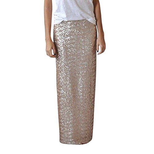 WDPL High Waist Long Floor Length Sequins Skirt for Women