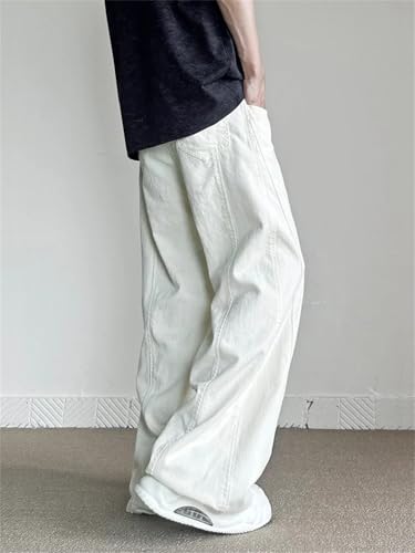 Men's Cotton Non-Stretch Straight Baggy Jeans Streetwear Casual Denim Pants Hip Hop Trousers3