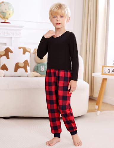 SWOMOG Unisex Kids Plaid Pajama pants for Boys & Girls Comfy Sleepwear Bottoms Lounge Jogger PJ Pants with Pockets2