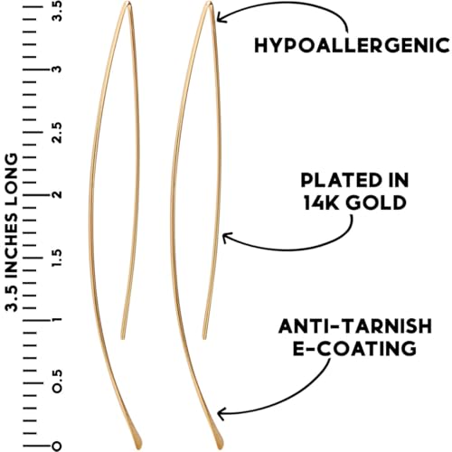 Upside Down Hoop Earrings - Hypoallergenic Lightweight Wire Needle Drop Dangle Threader Hoops for Women, Safe for Sensitive Ears - Plated in 925 Sterling Silver or 18k Gold4