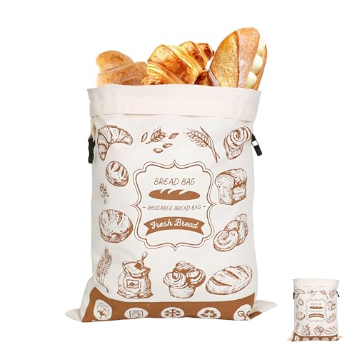 Cryluxial Panera de tela – Práctica cesta para panecillos con diseño BREAD BAG – Ideal para guardar pan, pan fresco o como regalo para mudanzas, inauguración de la casa o para el día a día