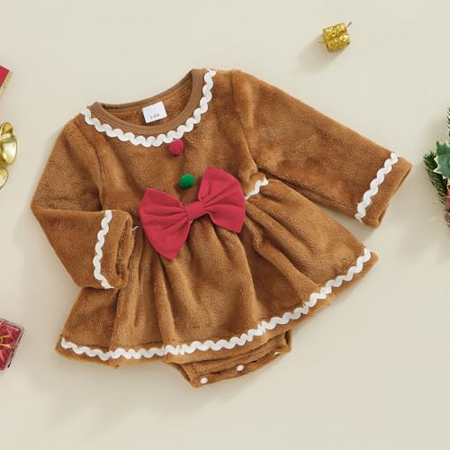 Baby Girl Christmas Romper Dress Long Sleeve Gingerbread Jumpsuits for Newborn Infant Fashion Xmas Clothes3