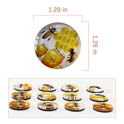 12Pcs Bumble Bees Refrigerator Magnets Crystal Glass Cute Honey Bee Magnet Gifts For Baby Shower Theme Decorations Dry Erase Whiteboard Fridge Office Kitchen Decor #TOP4