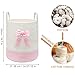 Goodheim Pink Woven Laundry Hamper Basket with Bow, Large Tall Clothes Storage Basket for Baby Nursery, Girls Room, Bathroom & Bedroom Organizer 15