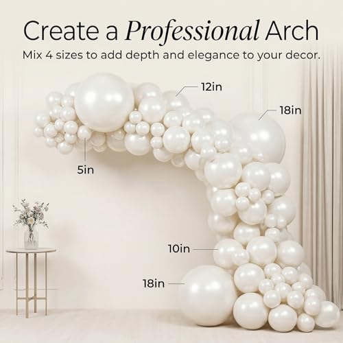 104pcs Pearl White Balloons Different Sizes Pack - 18/12/10/5 Inch Pearl Latex Balloons Garland Arch for Birthday, Wedding, Bridal Shower, Valentines Day Party Decoration by OWPFJG - Image 3