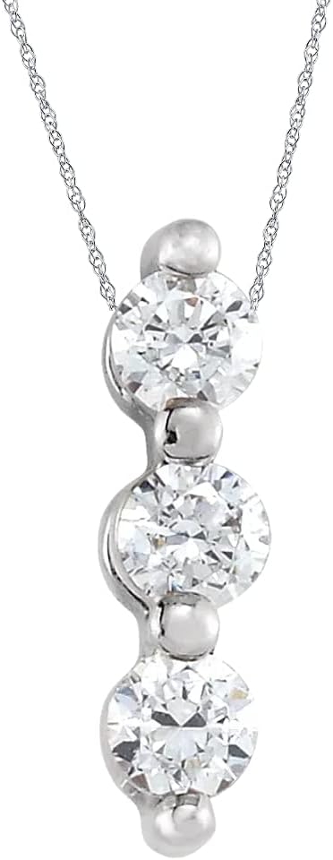P3 POMPEII3 Pompeii 1/2Ct Diamond Necklace Three Stone Pendant in 10k White or Yellow Gold