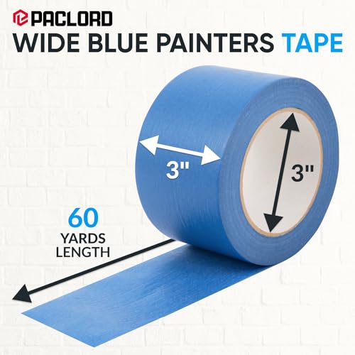 Image of 3 inch x 60 Yard Blue Paper Tape (Pack of 1) - Multi-Purpose Painter's Masking Tape for Home and Professional Use - for Painters, Construction, or DIY Crafts - Smooth and Easy Removal
