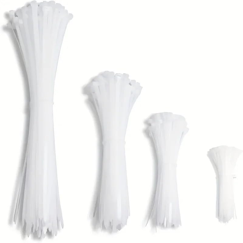 Fermacavi in nylon, 100 fascette autobloccanti in nylon bianco, varie dimensioni, per casa, ufficio, officina (4 x 300 mm)